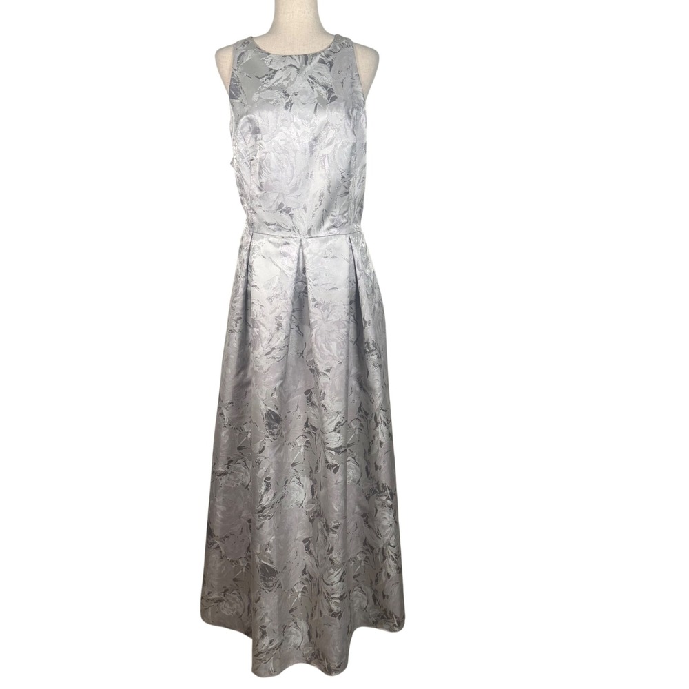 Alex Evenings Gown Women 18 Silver Metallic Brocade Ball Gown Formal Wedding - Picture 2 of 9